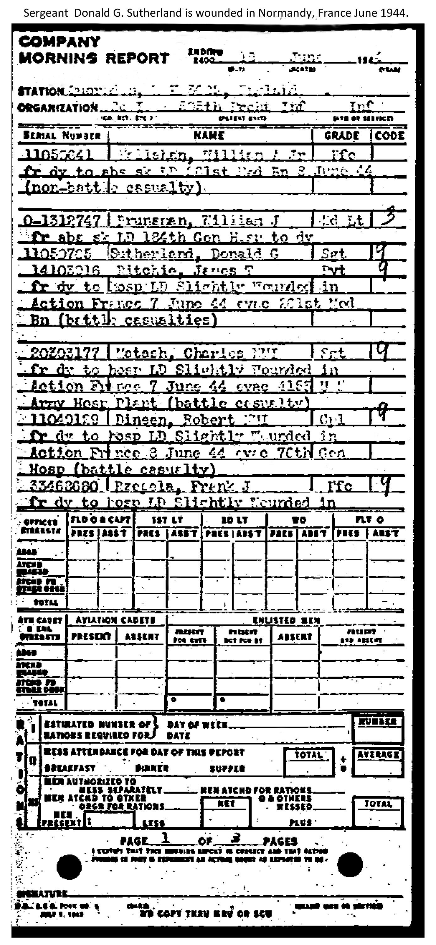 Donald is wounded in Normandy